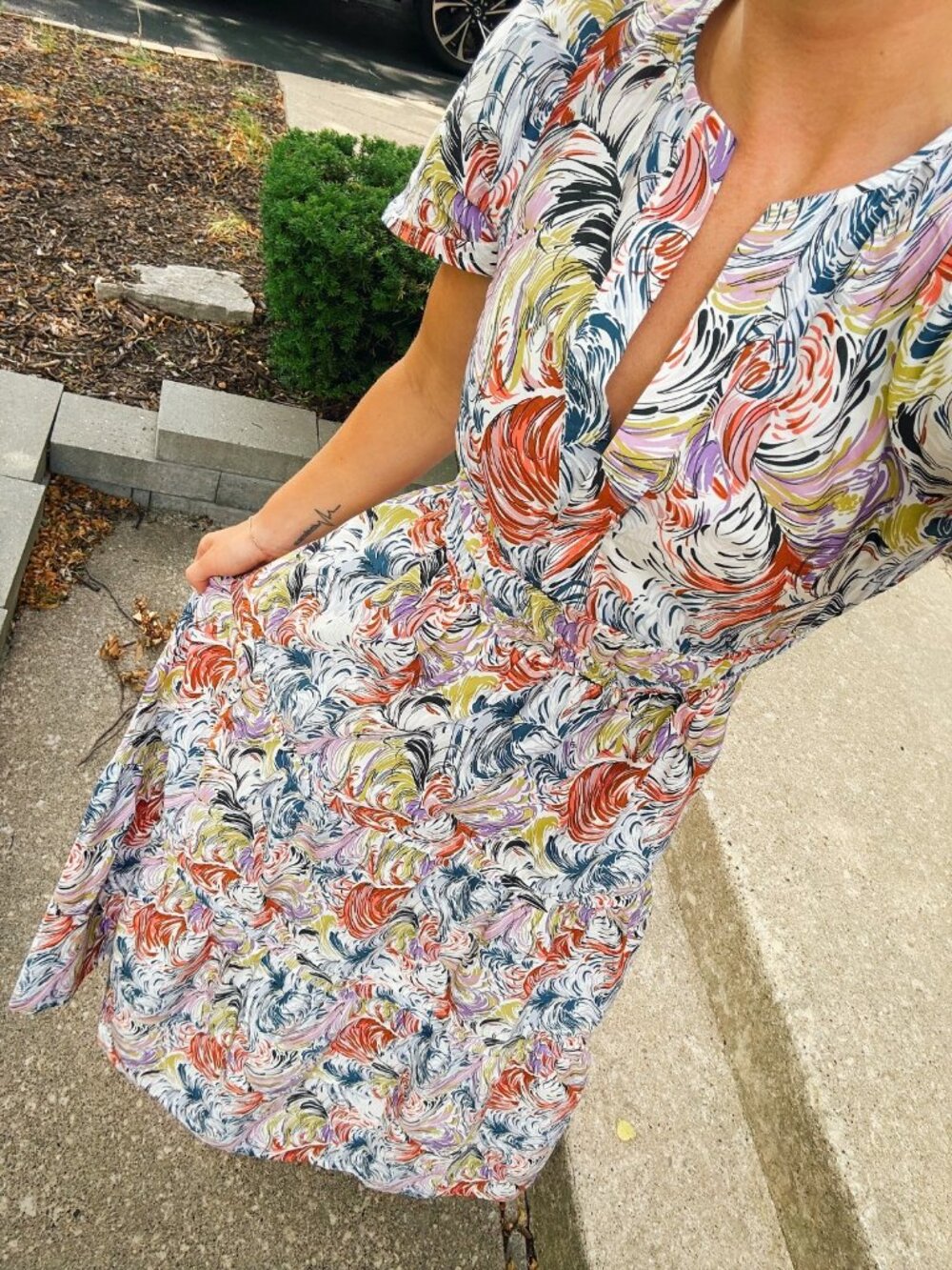NWT Anthropologie Somerset Maxi in Purple Multi Feather Print Cotton Dress XL - Picture 7 of 7